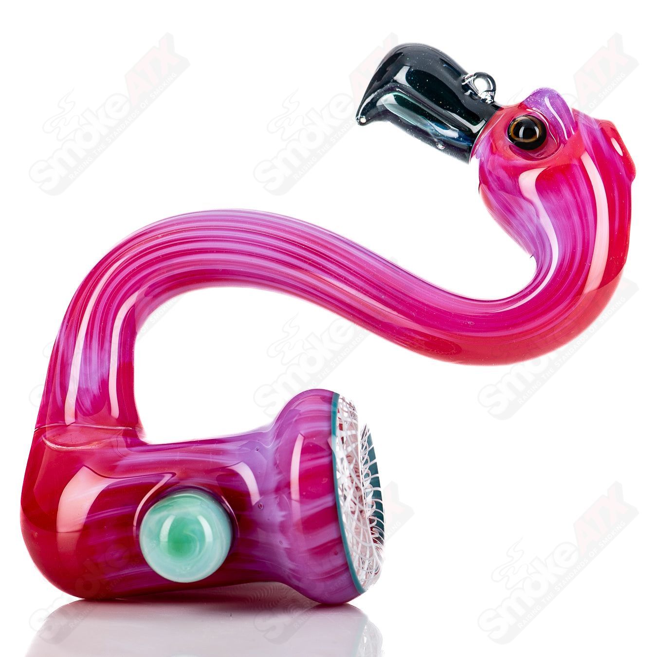 Flamingo Sherlock Burtoni Glass with vibrant colors and intricate design, showcasing the unique heady glass style.