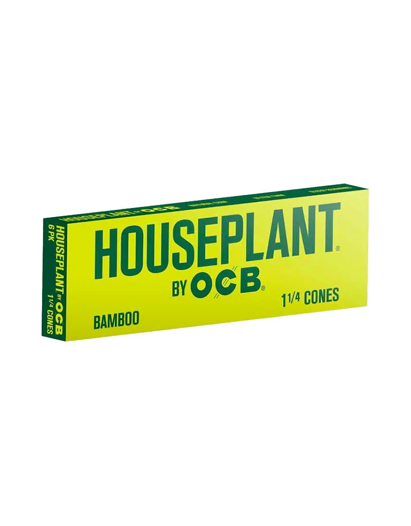 1 1/4-inch bamboo cones for houseplants by OCB, designed for rolling papers, shown in natural bamboo material.