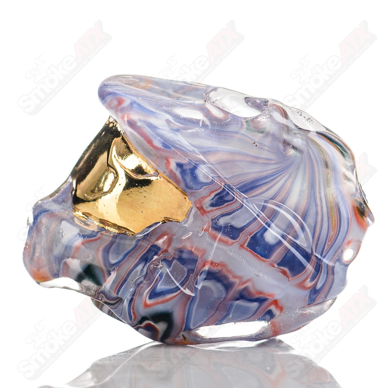 Tony Kazy Flat Halo Master Chief pendant made of heady glass, featuring a detailed Master Chief design in vibrant colors.