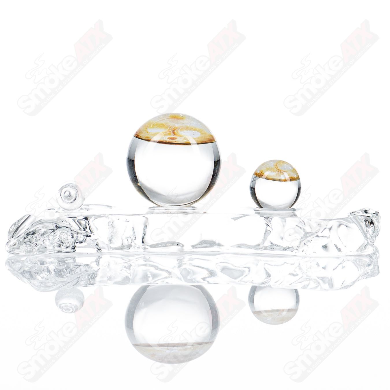 Fume Slurper Marble Set by Indo Glass featuring a glass pipe with colorful marble accents and swirling fume design.