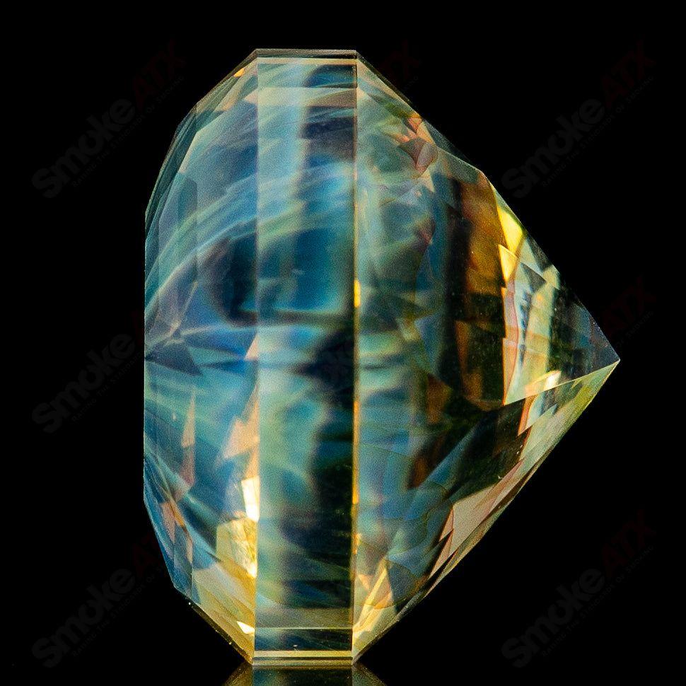Fumed Gem Fatal Facets heady glass marble with intricate gemstone-like faceted design, crafted by Fatal Facets.