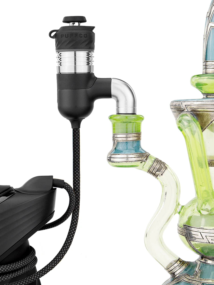 Puffco Peak Pro Link E-Rig accessory with sleek design and connection components for enhanced vaporizers.