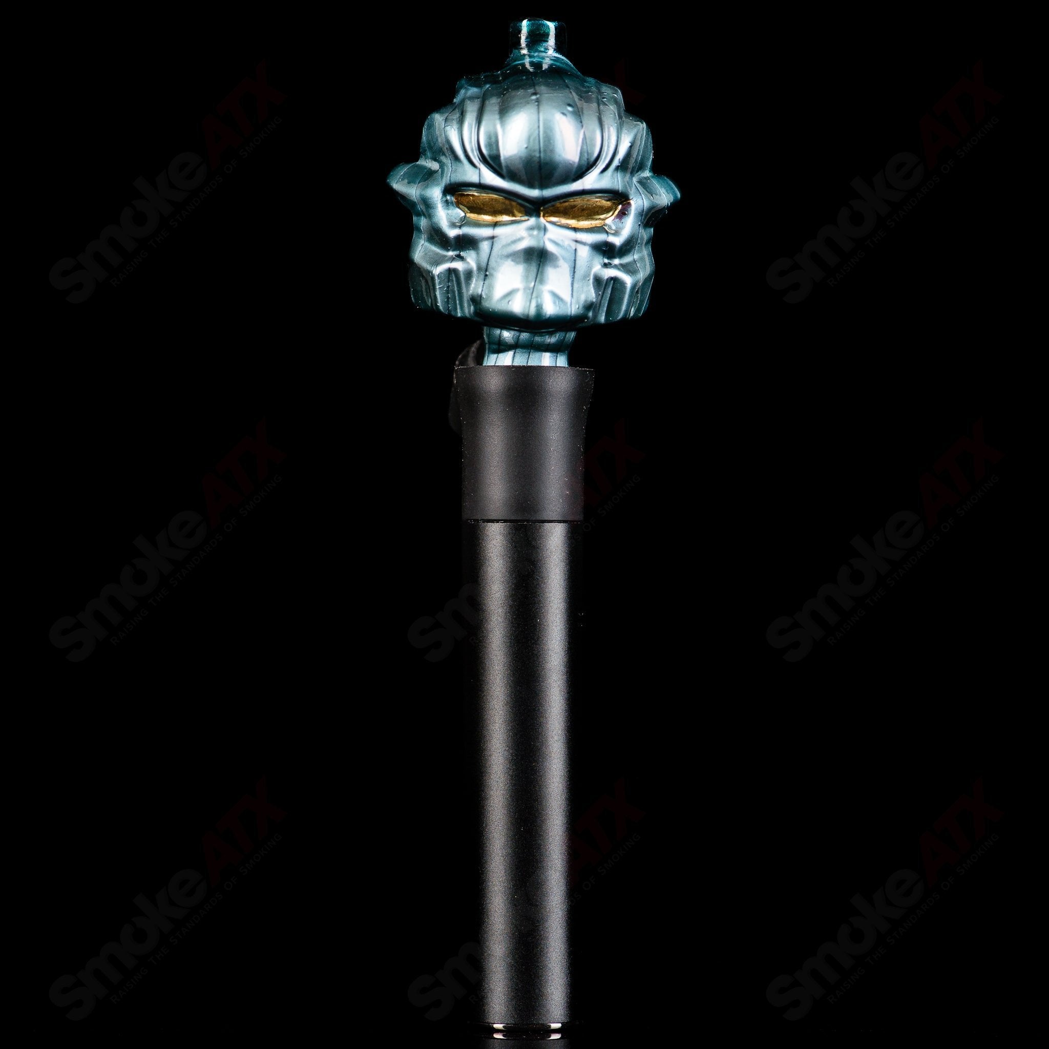 Glass Halo Pivot Mouthpiece by Tony Kazy for Puffco Tops, showcasing a clear, curved glass design for vapor consumption.