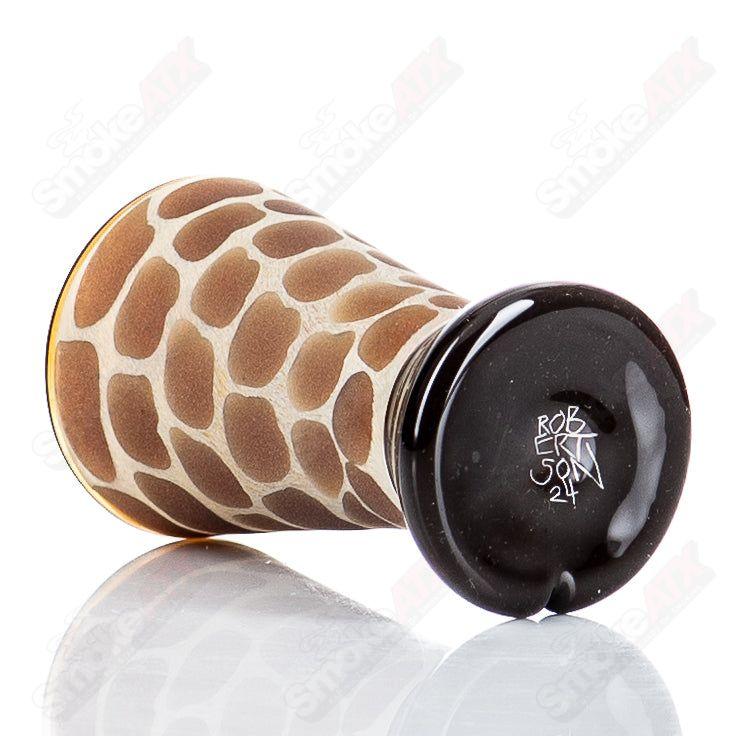 Giraffe-shaped shot glass by Robertson Art Glass, handcrafted heady glass cup with detailed giraffe design.