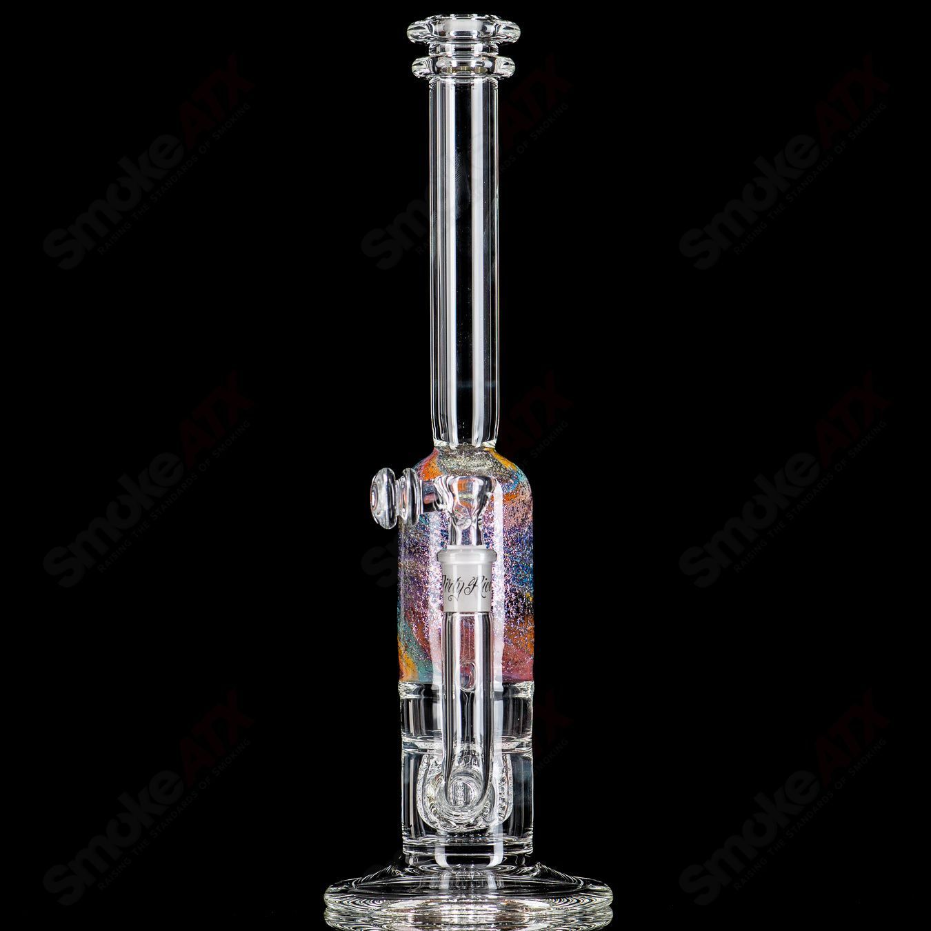 13" Dichro Rainbow Apolocoline Straight Tube w/14m Bowl Dirty Rico x Nobody Glass - Smoke ATX