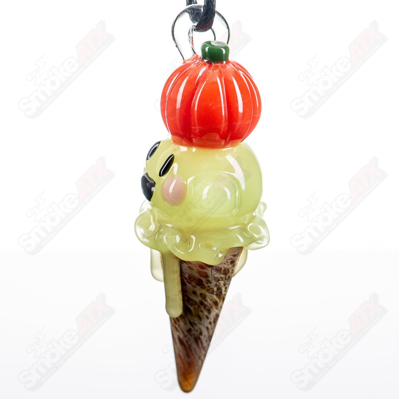 Green Ghost Ice Cream Pendant Sweetshop Glass by Renee Patula - Smoke ATX