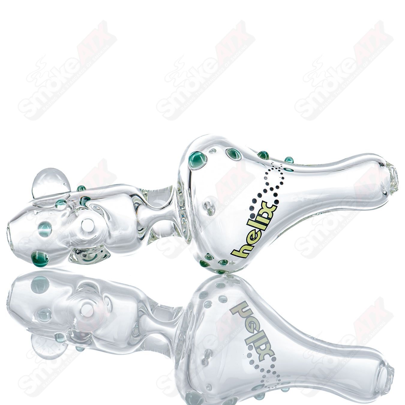 Green Label Micro Classic Hybrid Steam Roller glass pipe by American Helix, featuring a compact design and smooth mouthpiece.