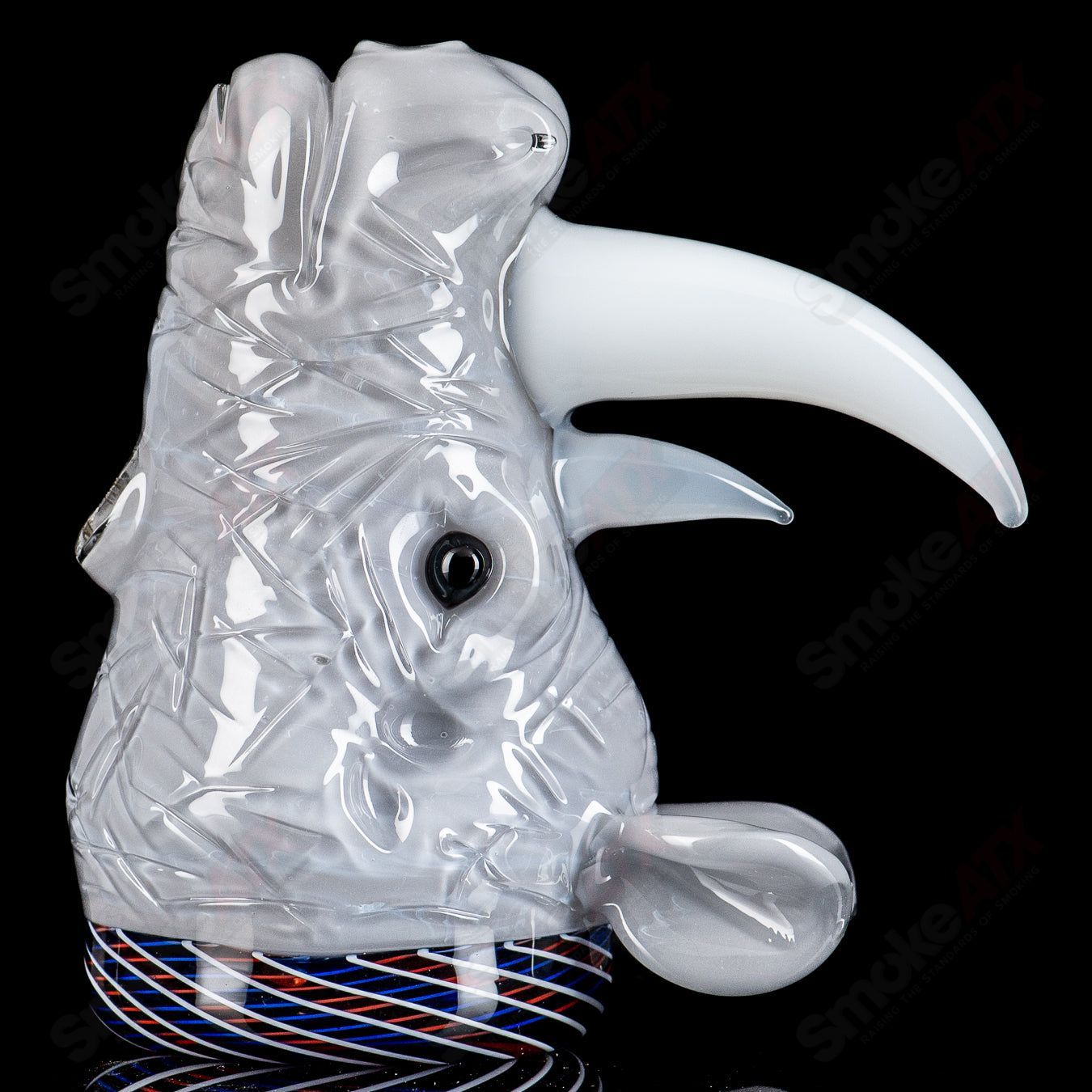 Grey Rhino Rig by Addison Hanna, a Heady Glass concentrate rig with a sleek grey design, designed for smooth dabbing experiences.