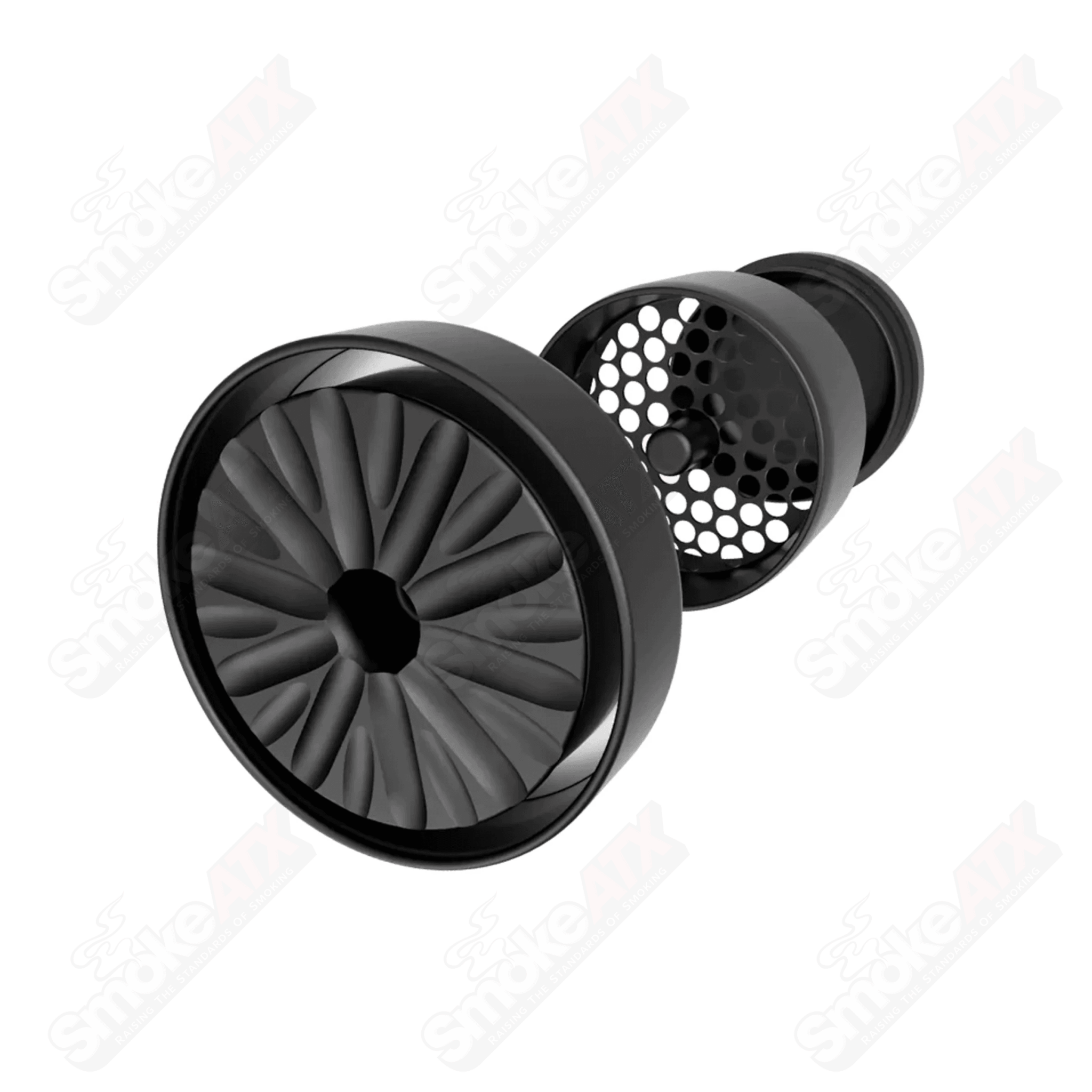 Zig Zag Flower Mill 420 metal 3-piece grinder with textured grip and magnetic lid for efficient flower grinding.