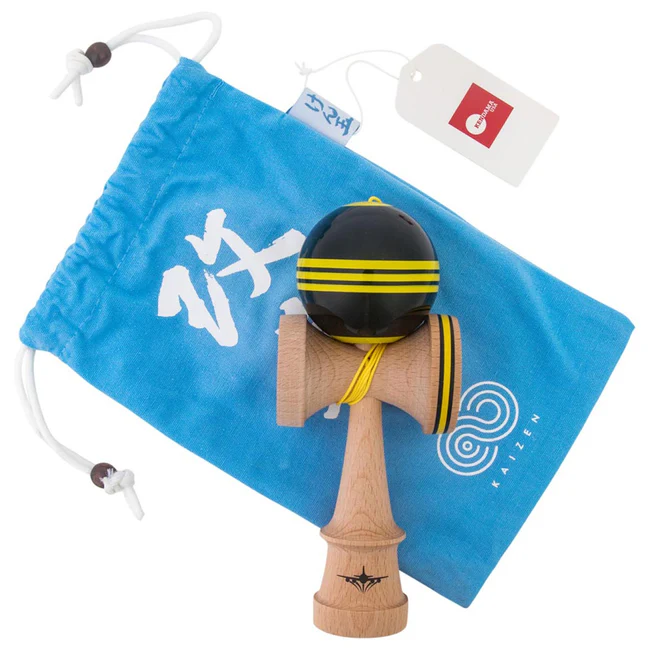 Black & Yellow Jet Shape Triple Stripe Kendama - Smoke ATX