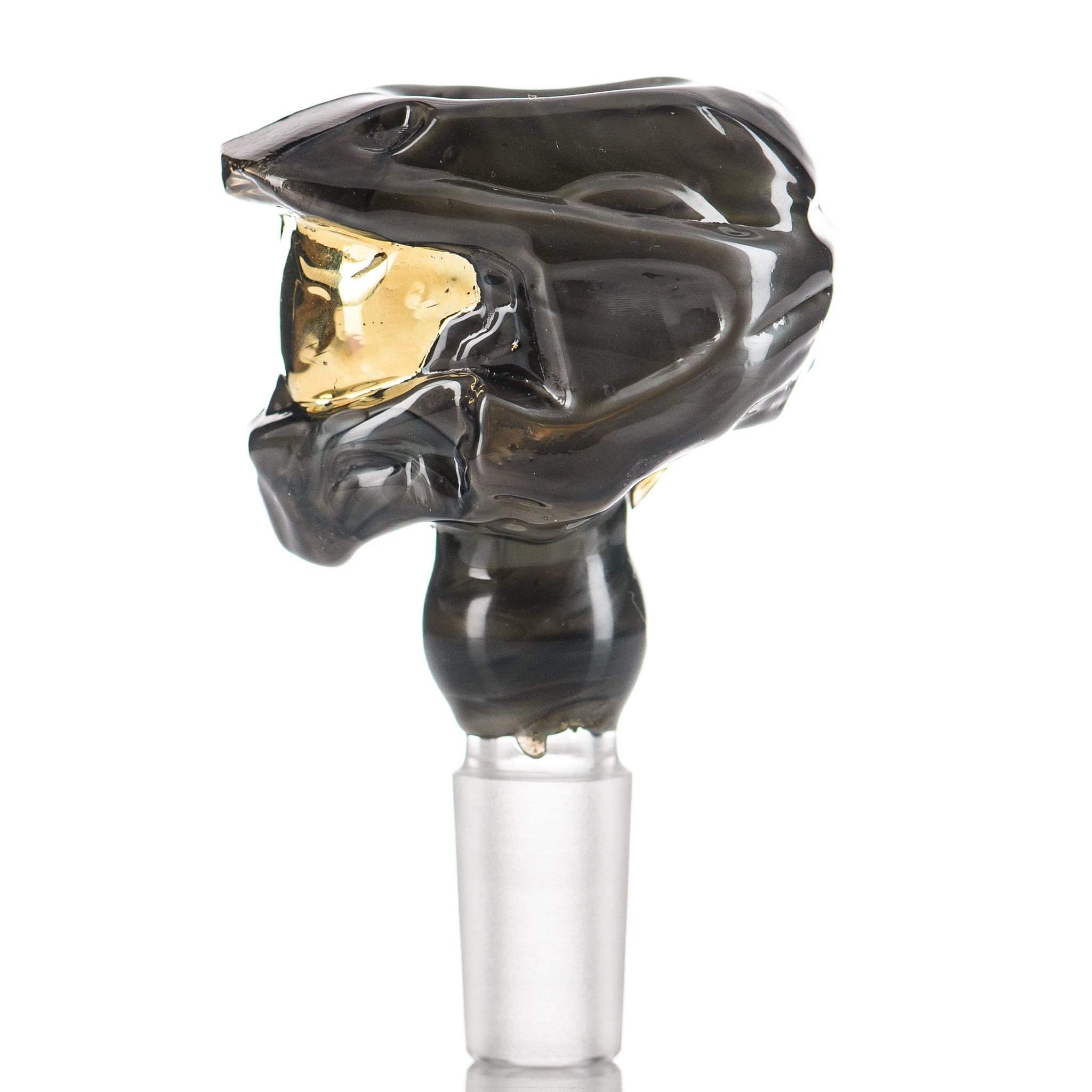 Clear 18mm Halo Slide glass bowl by Smoke ATX featuring a sleek design and transparent glass construction.