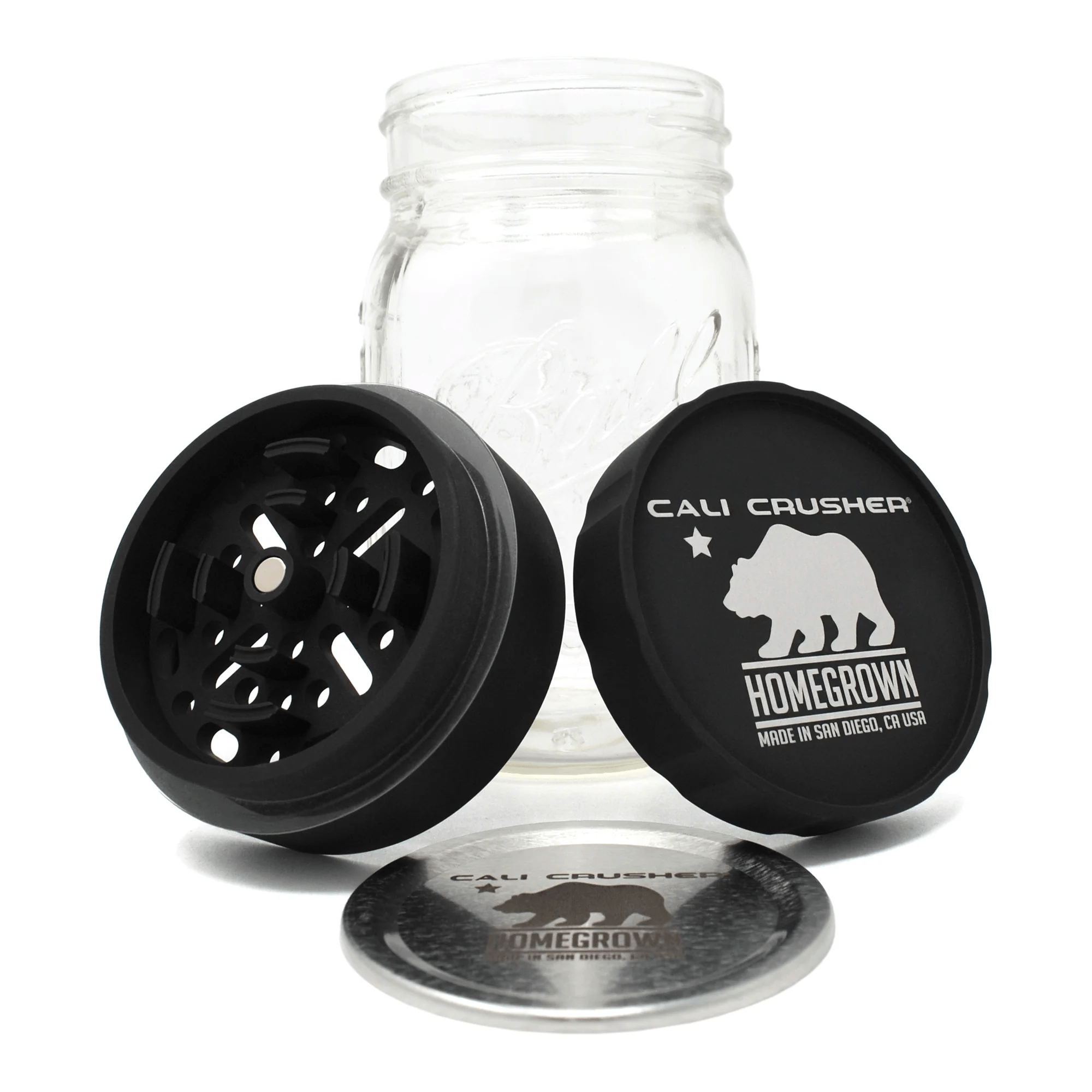 Homegrown Jarhead Mason Jar Grinder Cali Crusher - Smoke ATX