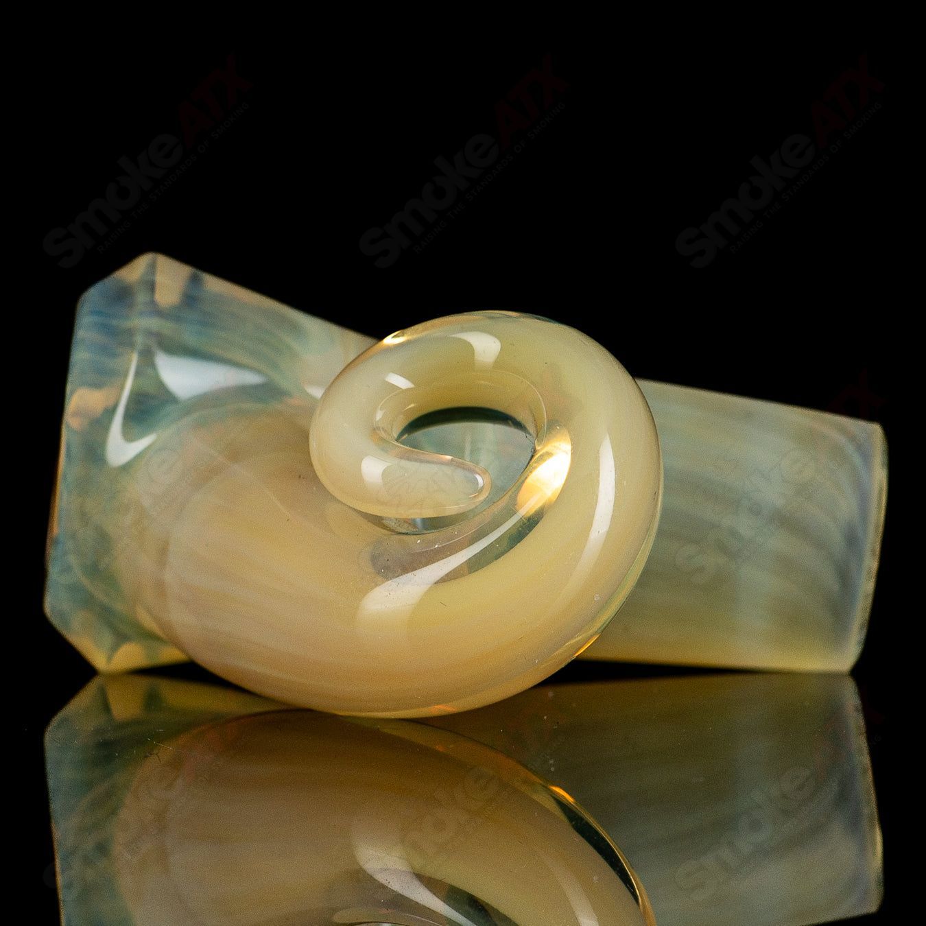 Black T Glass Honeycomb 18mm fully worked slide for heady glass bowls, featuring intricate honeycomb design and vibrant craftsmanship.