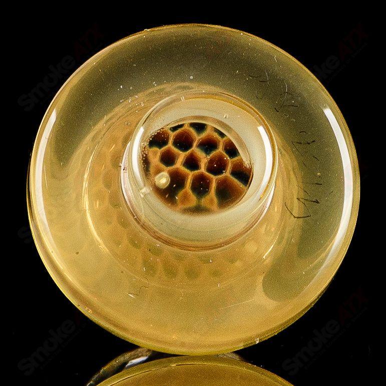 Joe P Glass Honeycomb Jammer Set, heady glass bubbler with honeycomb design, showcasing intricate glass craftsmanship.