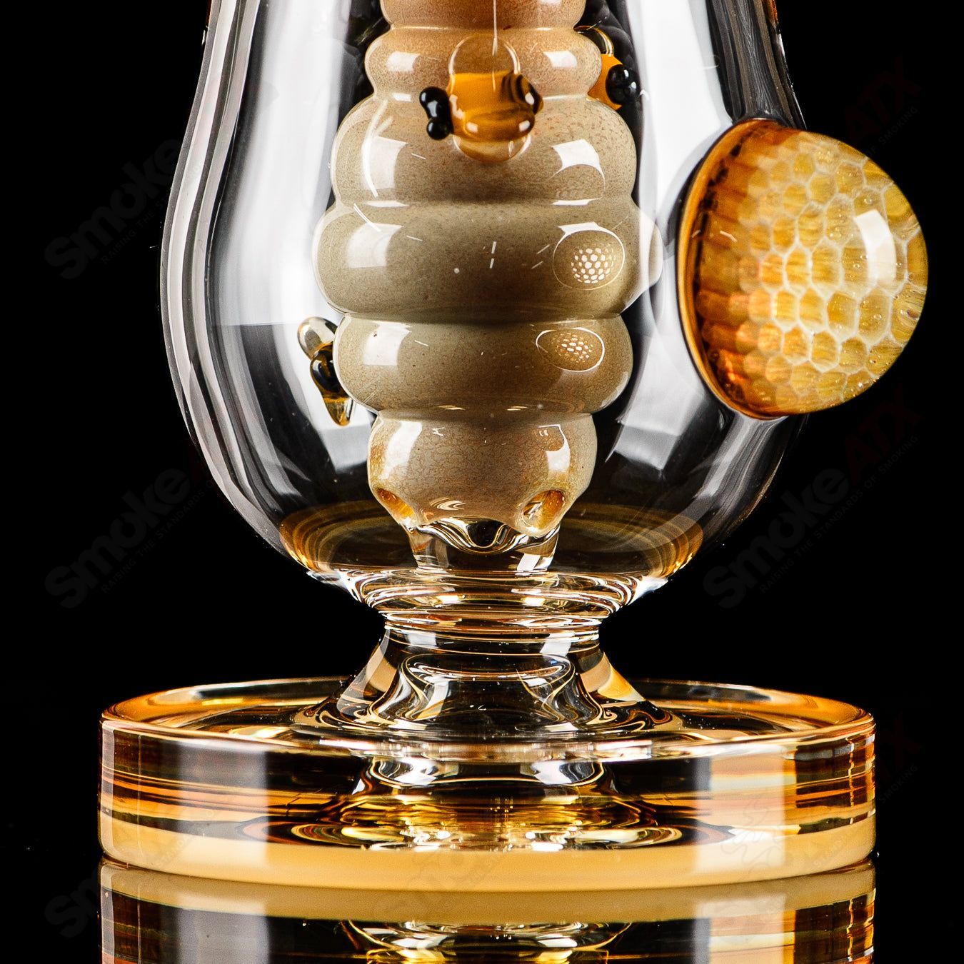 Joe P Glass Honeycomb Jammer Set heady glass bubblers with intricate honeycomb design, showcasing detailed craftsmanship and vibrant glasswork.