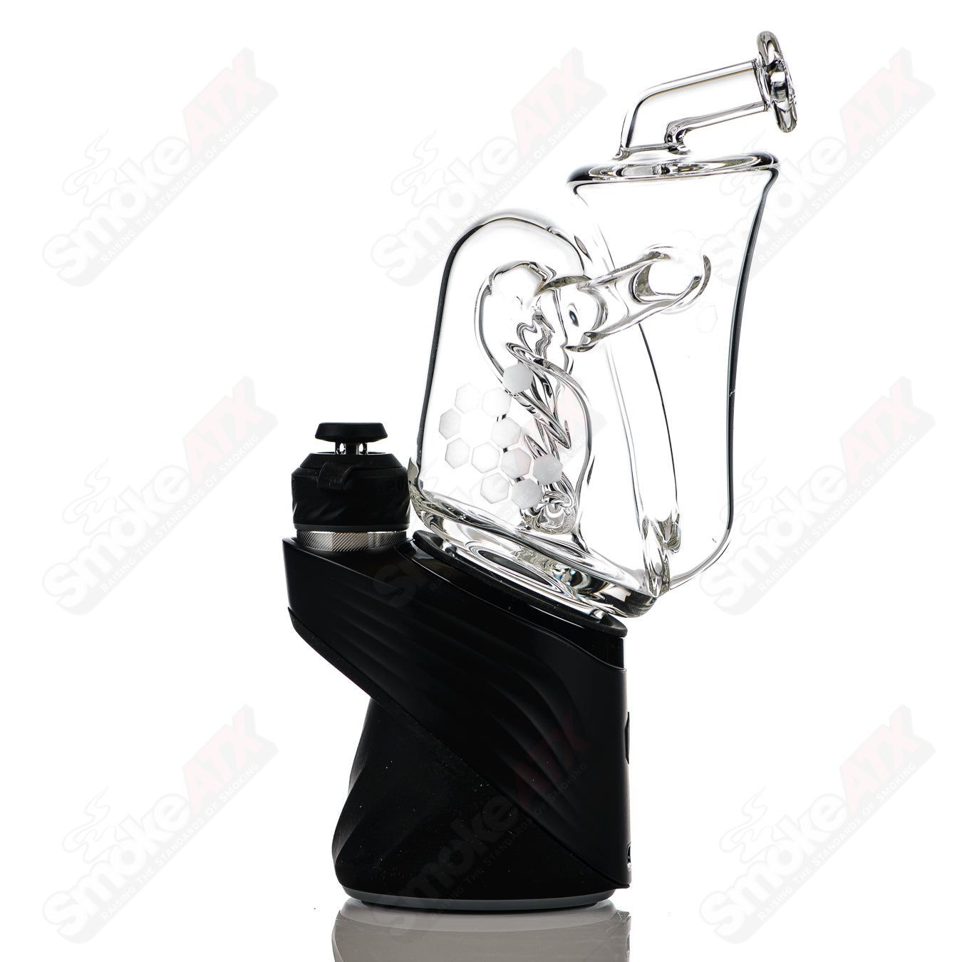 Honeycomb Recycler Top for Peak Pro by Knuckles Glass, a clear glass Puffco top with honeycomb design for enhanced airflow and style.