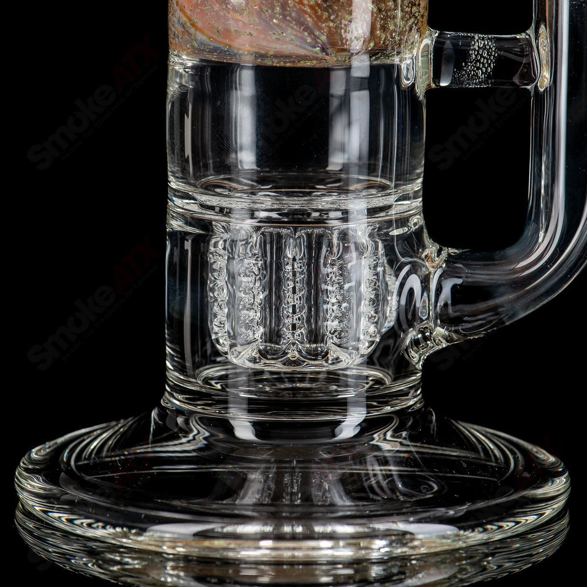 13-inch fumed dichro straight glass tube by Dirty Rico with Mib Apolocoline design and 14mm bowl from Nobody Glass.