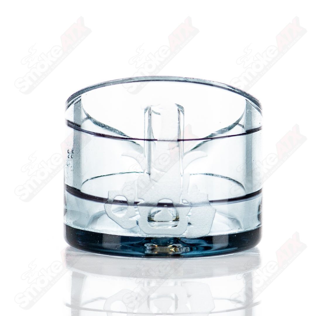 Glass Q Heffner cap accessory by Heffner, featuring clear glass design with intricate detailing and smooth finish.