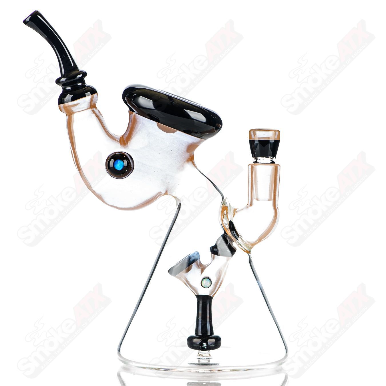 Inoculated Sherly Rig by JMass, heady glass concentrate rig with intricate design and colorful accents for dabbing.