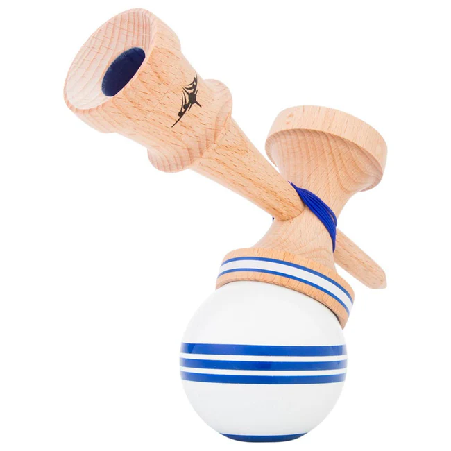 White & Blue Jet Shape Triple Stripe Kendama - Smoke ATX