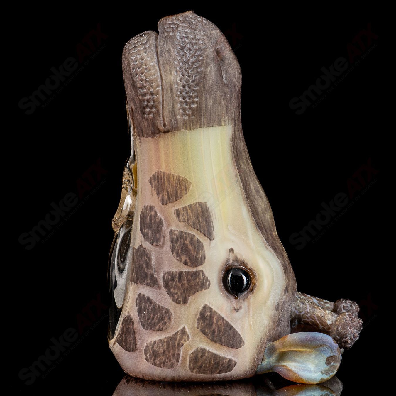 Addison Hanna Giraffe Head Rig Heady Glass concentrate rig with detailed giraffe design and clear glass construction.