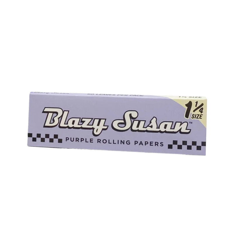 Purple Blazy Susan 1 1/4 rolling papers for smoking, featuring vibrant purple design and easy-to-use rolling paper packaging.