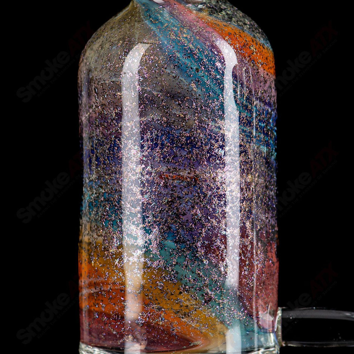 13-inch Dichro Rainbow Apolocoline straight glass tube with 14mm bowl by Dirty Rico, featuring vibrant rainbow colors and clear glass design.