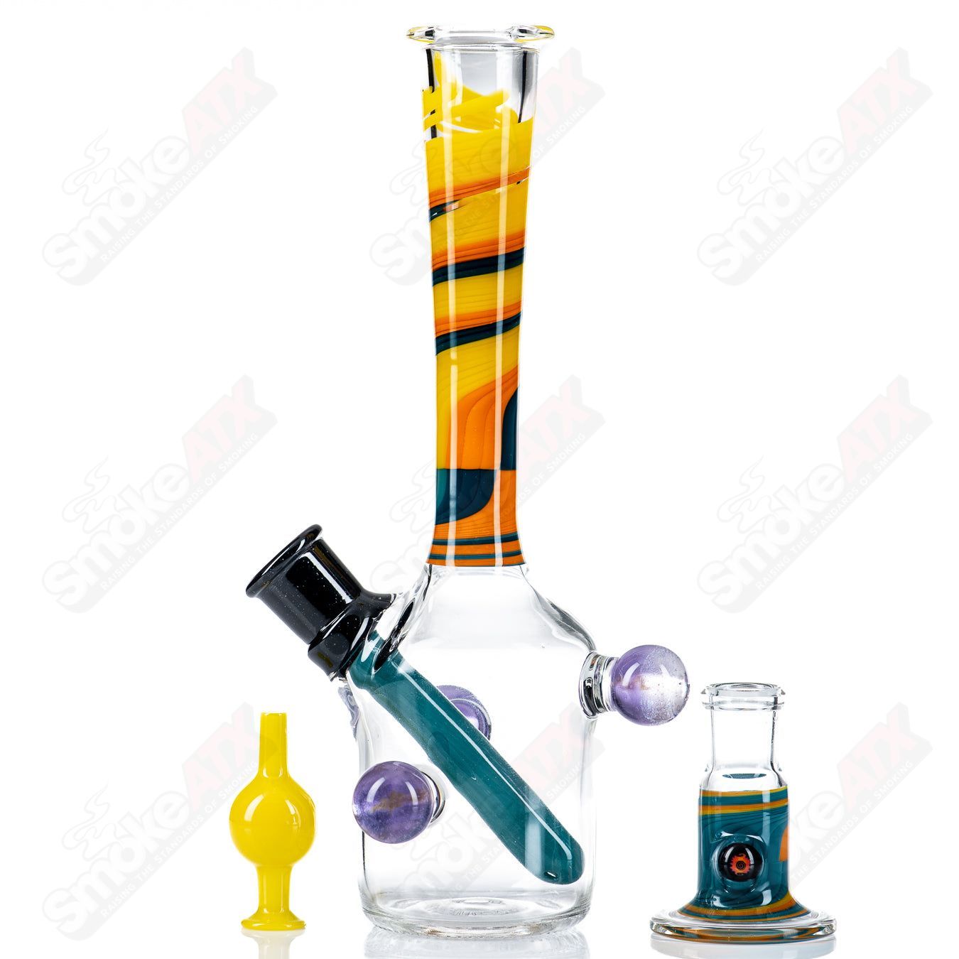 Karl 73 Tetris Rig glass concentrate rig with colorful Tetris block design and clear glass body for dabbing.