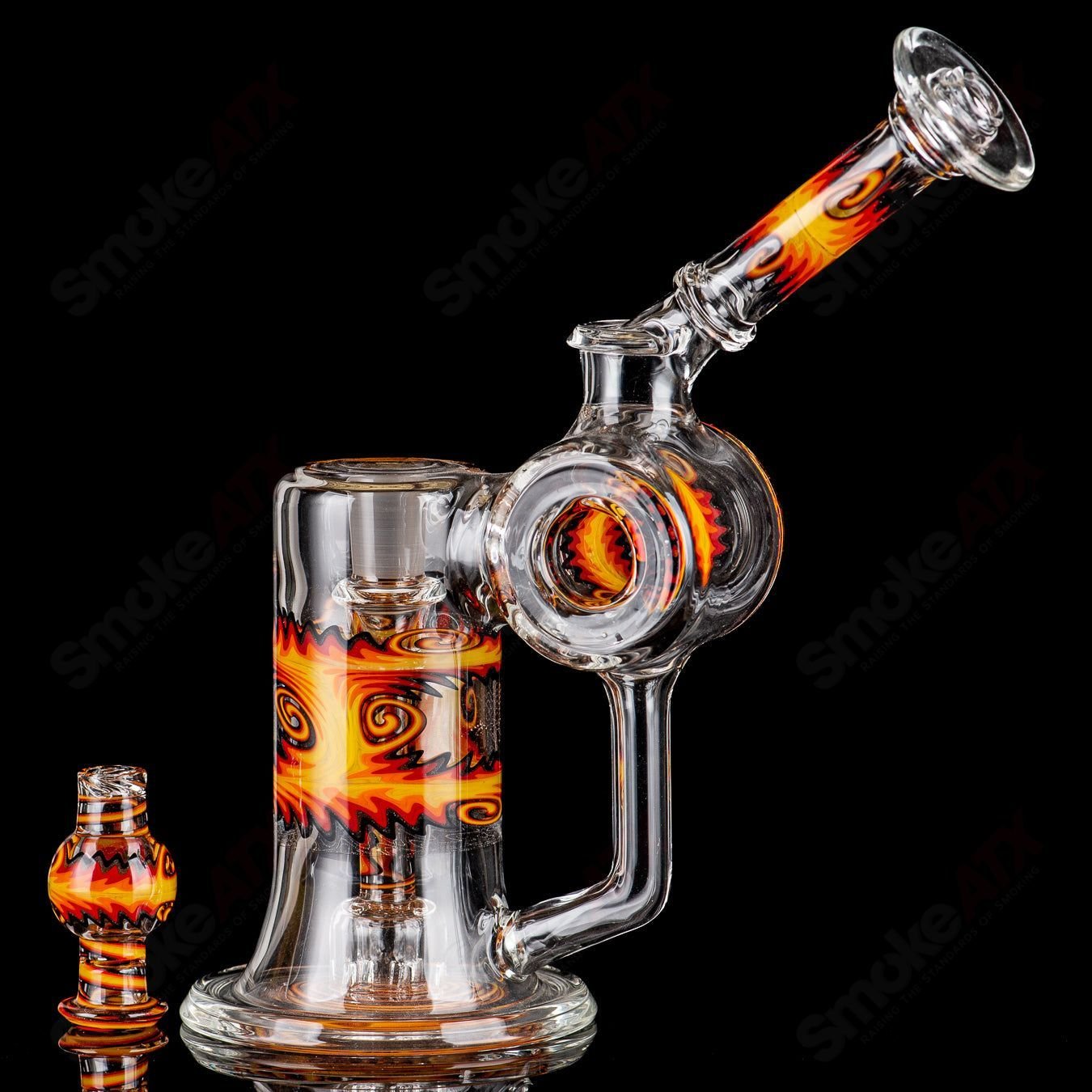 Glass Carpenter Kick Back Dewars Dumper Recycler, a high-quality heady glass recycler with intricate design and vibrant colors.
