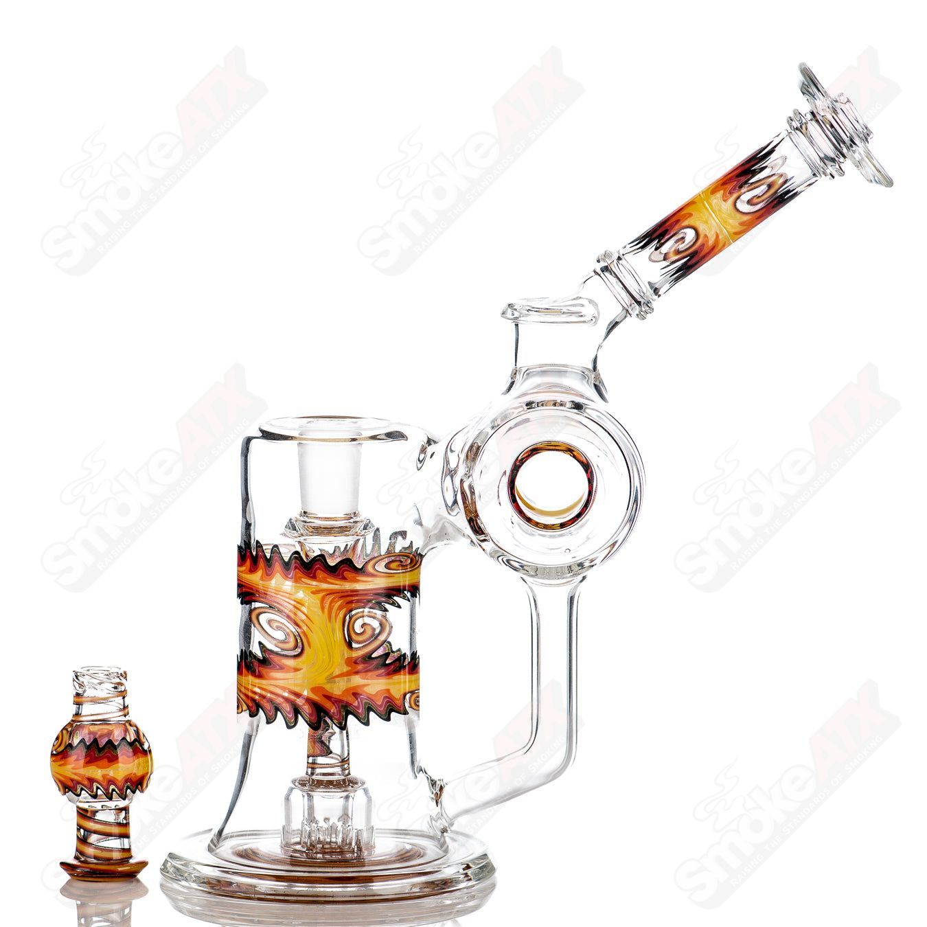 Heady Glass Dewars Dumper Recycler by The Glass Carpenter, featuring intricate glasswork and vibrant colors in a recycler design.
