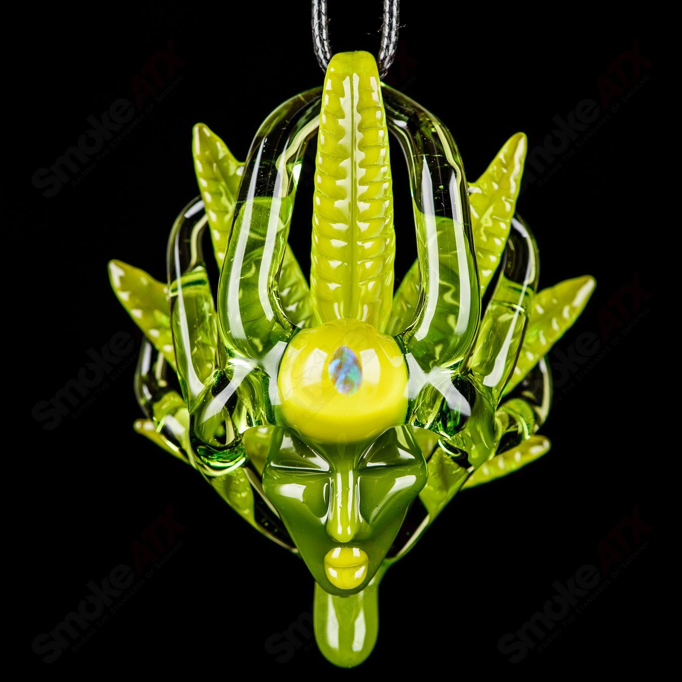 Lace Face Warrior Goddess Pendant from Heady Glass featuring intricate lace and warrior goddess design.