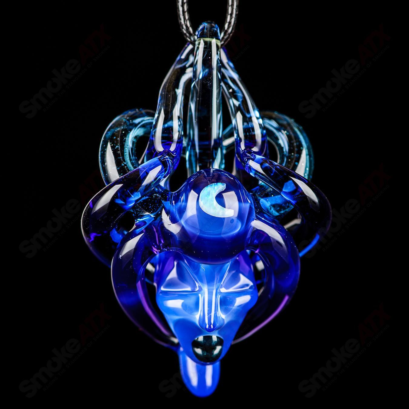 Lace Face Warrior Goddess Pendant from Heady Glass featuring intricate lace and goddess face design on a glass necklace.
