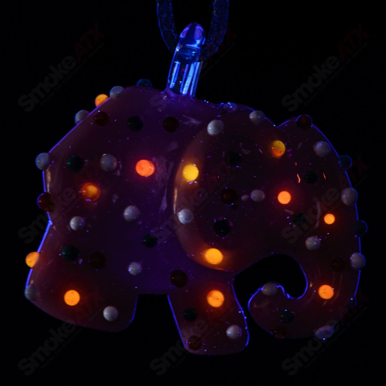 Large Pink Animal Cookie Pendant w UV Dots Renee Patula - Smoke ATX