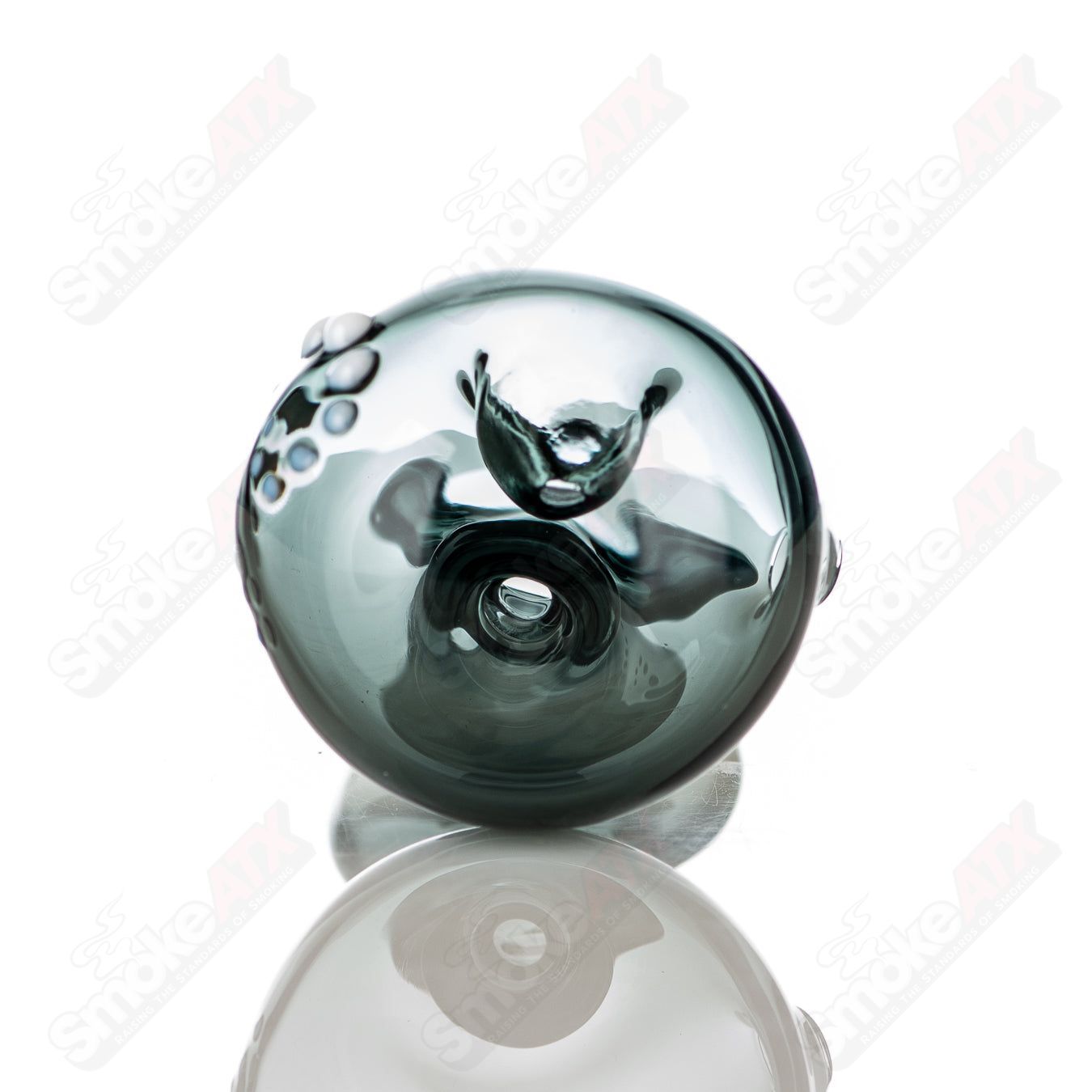Large Smokie Layback Spoon by JMass, a heady glass hand pipe with a curved design and colorful glass accents.