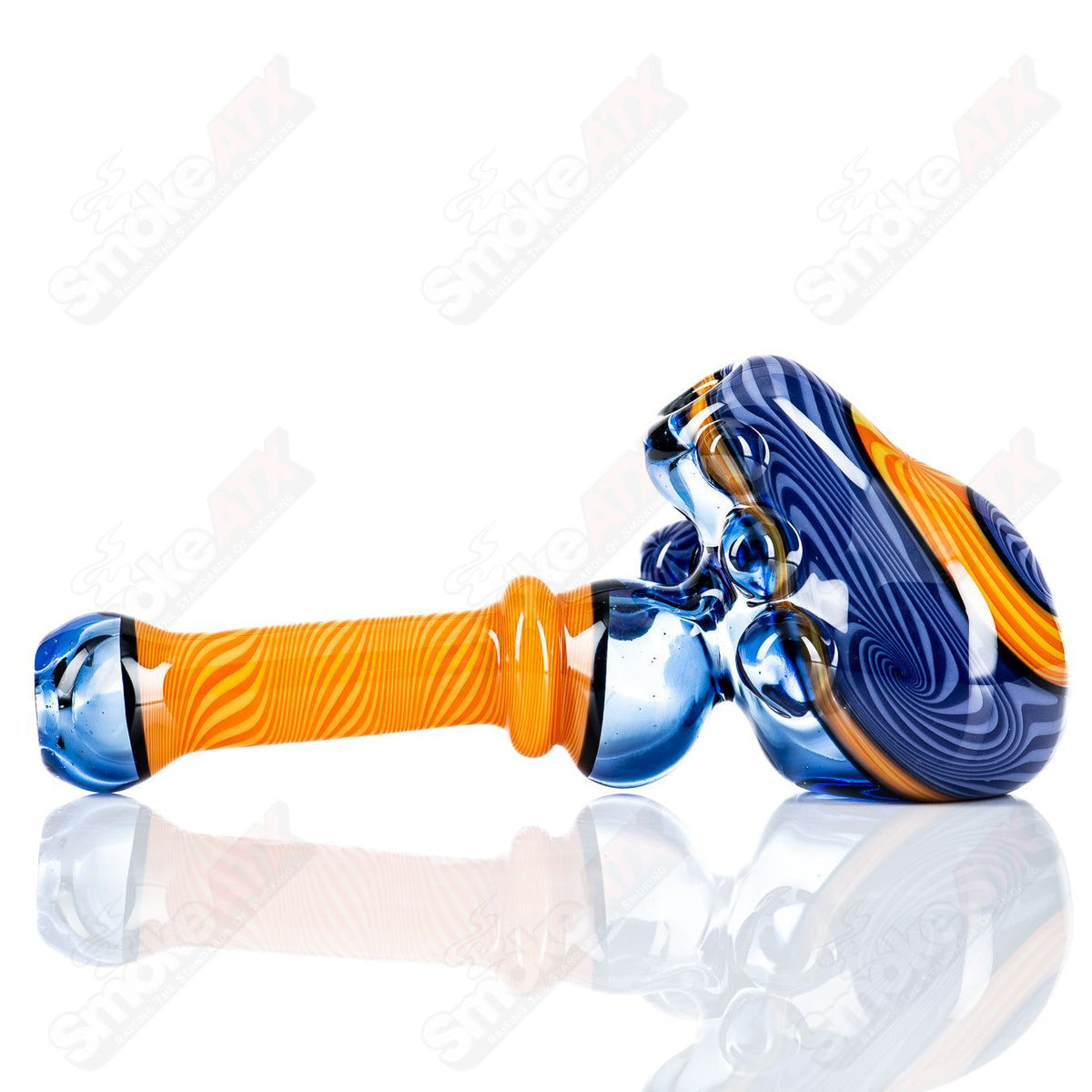 Chaz Pyle Lined Montage Hammer glass pipe with detailed design, showcasing vibrant colors and craftsmanship.