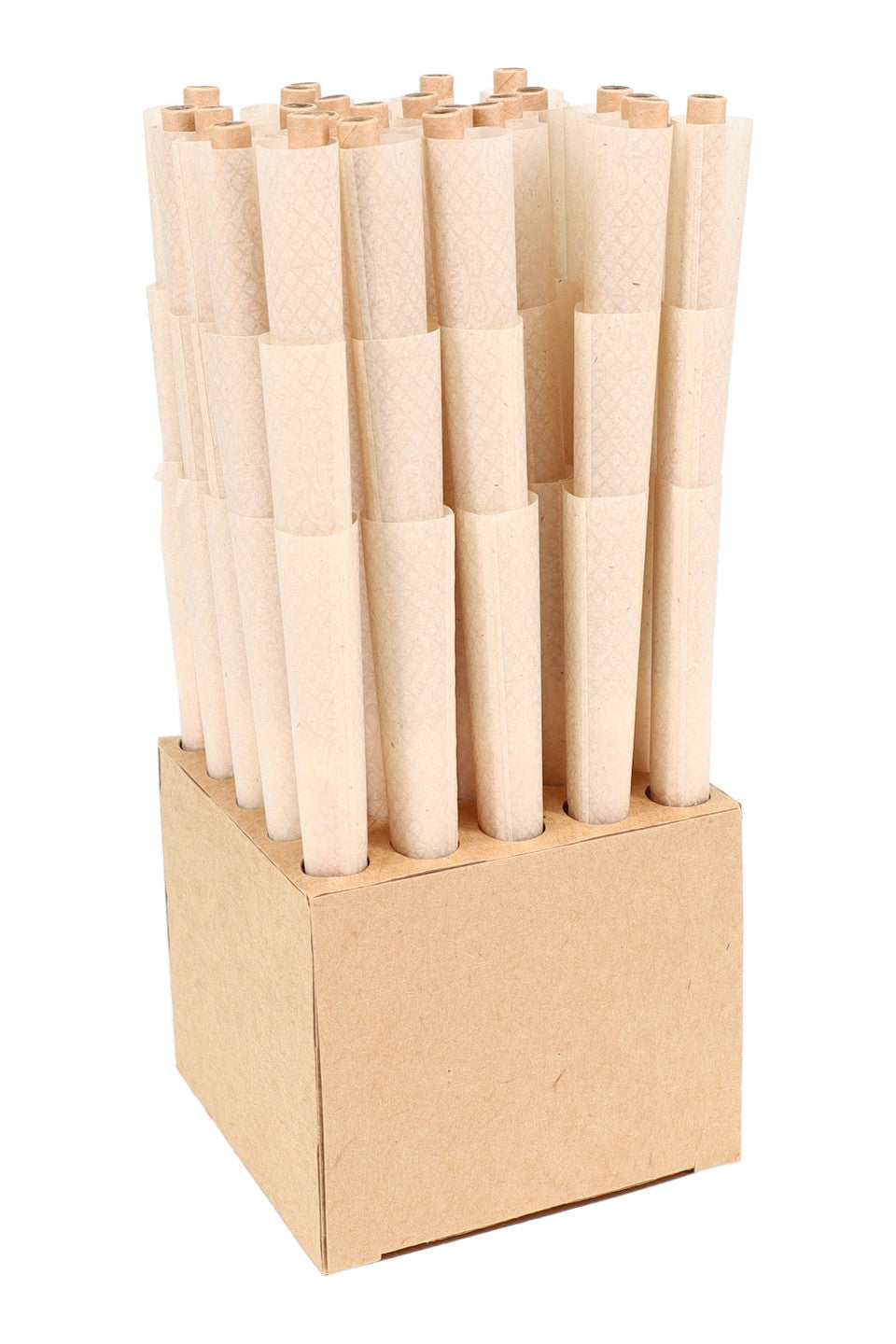 King size RAW organic hemp cones, backrolled 75 count, 420 rolling papers for smooth, natural rolling experience.