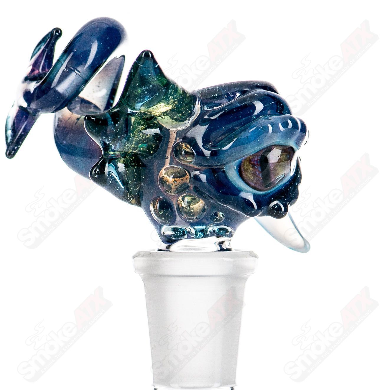 14mm Mako Glass multihole bowl for heady glass pipes, featuring a clear design with multiple holes for optimal airflow.