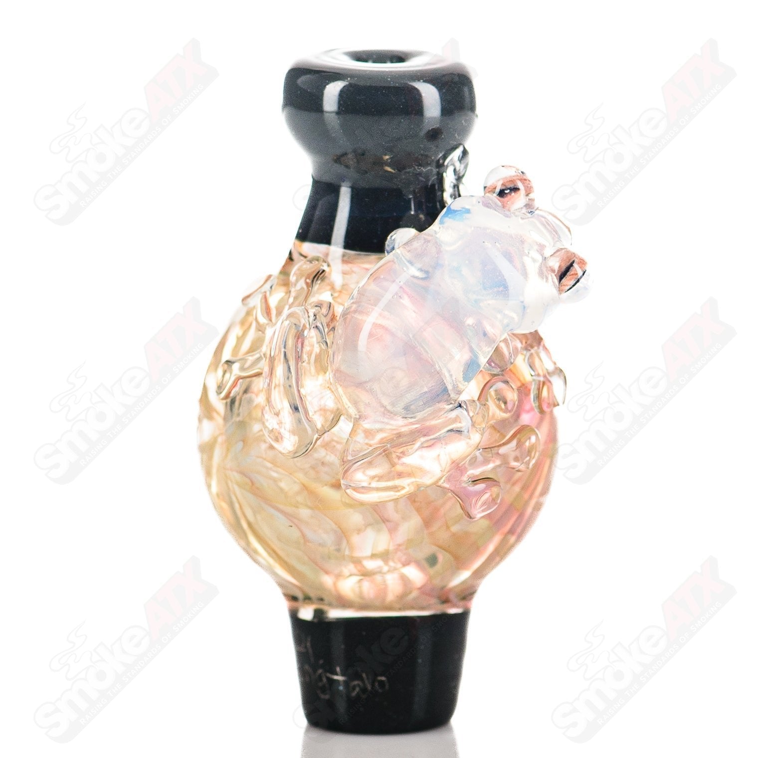 Kengtaro Frog Bubble Cap for Heady Glass, designed for carb caps, featuring a detailed frog and bubble shape for glass dab rigs.