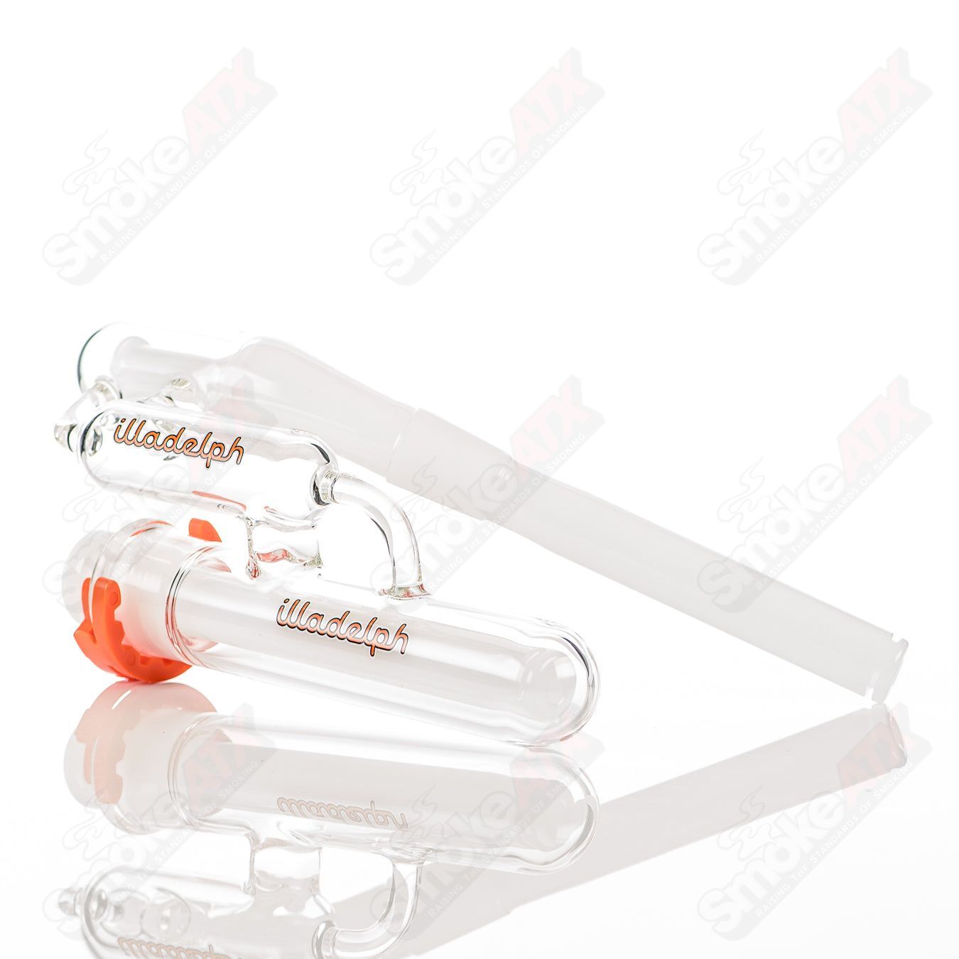 Orange Illadelph Micro Mini Disc Ash Catcher made of glass, designed to fit onto smoking pipes for ash filtration.