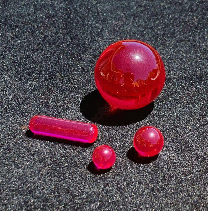 Mini Terp Slurper Marble Set by Ruby Pearl Co featuring colorful glass marbles for dabbing and concentrates.