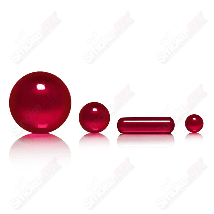Mini Terp Slurper Marble Set by Ruby Pearl Co, featuring small glass slurper and colorful marbles for concentrates.