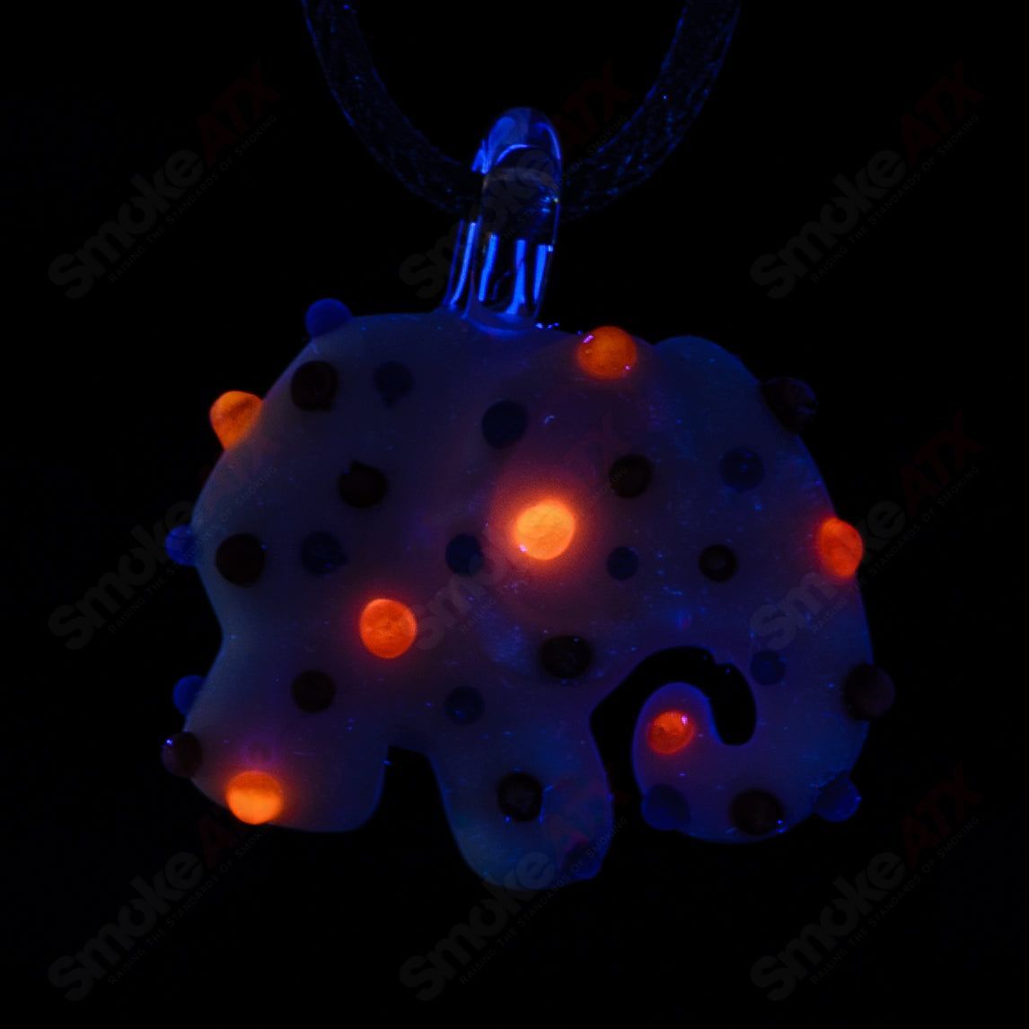 Mini White Animal Cookie Pendant w UV Dots Renee Patula - Smoke ATX