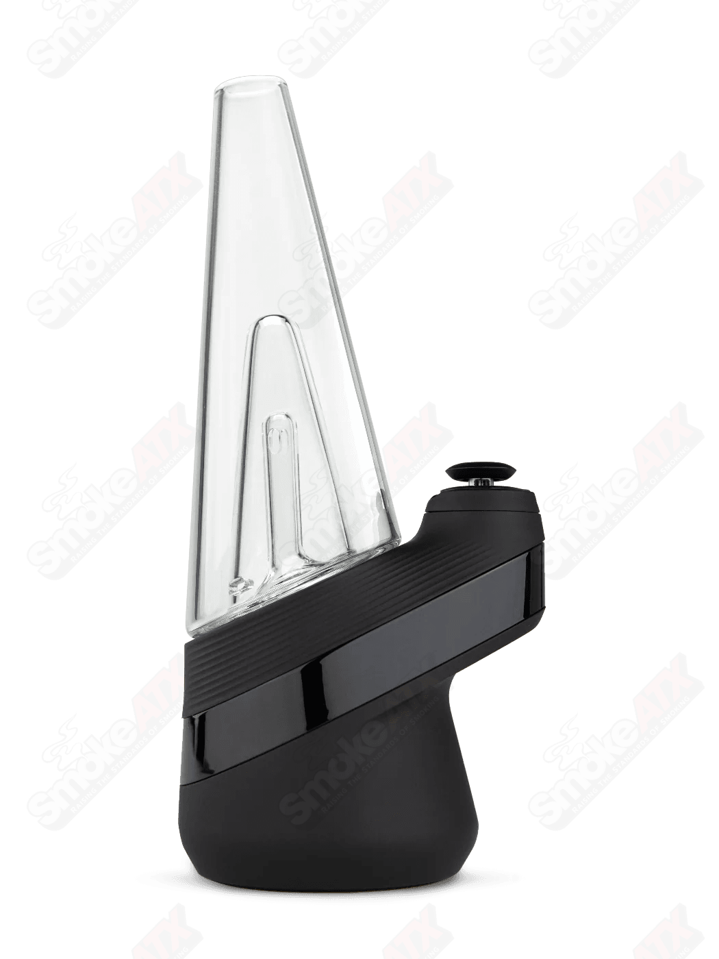 Puffco New Peak Onyx Smart E-Rig with sleek black design and digital controls, used for vaporizing concentrates.