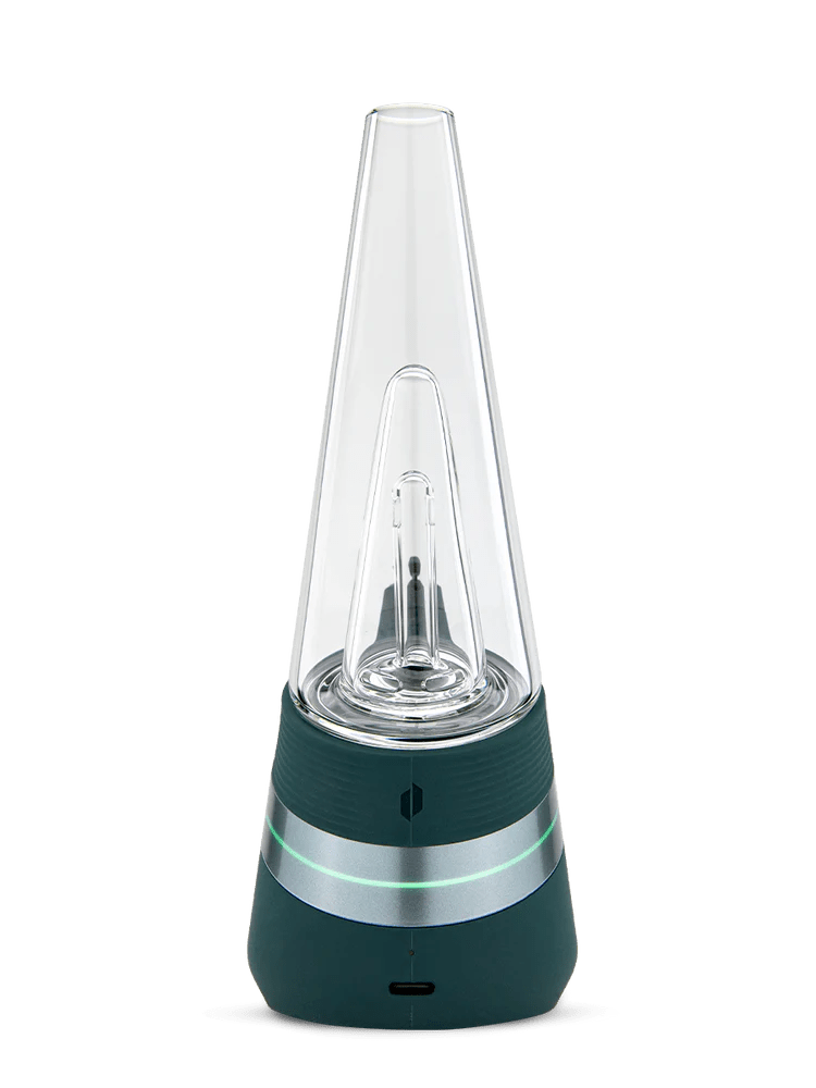 Puffco New Peak Pine Smart E-Rig with sleek design, digital controls, and a compact glass chamber for concentrates.