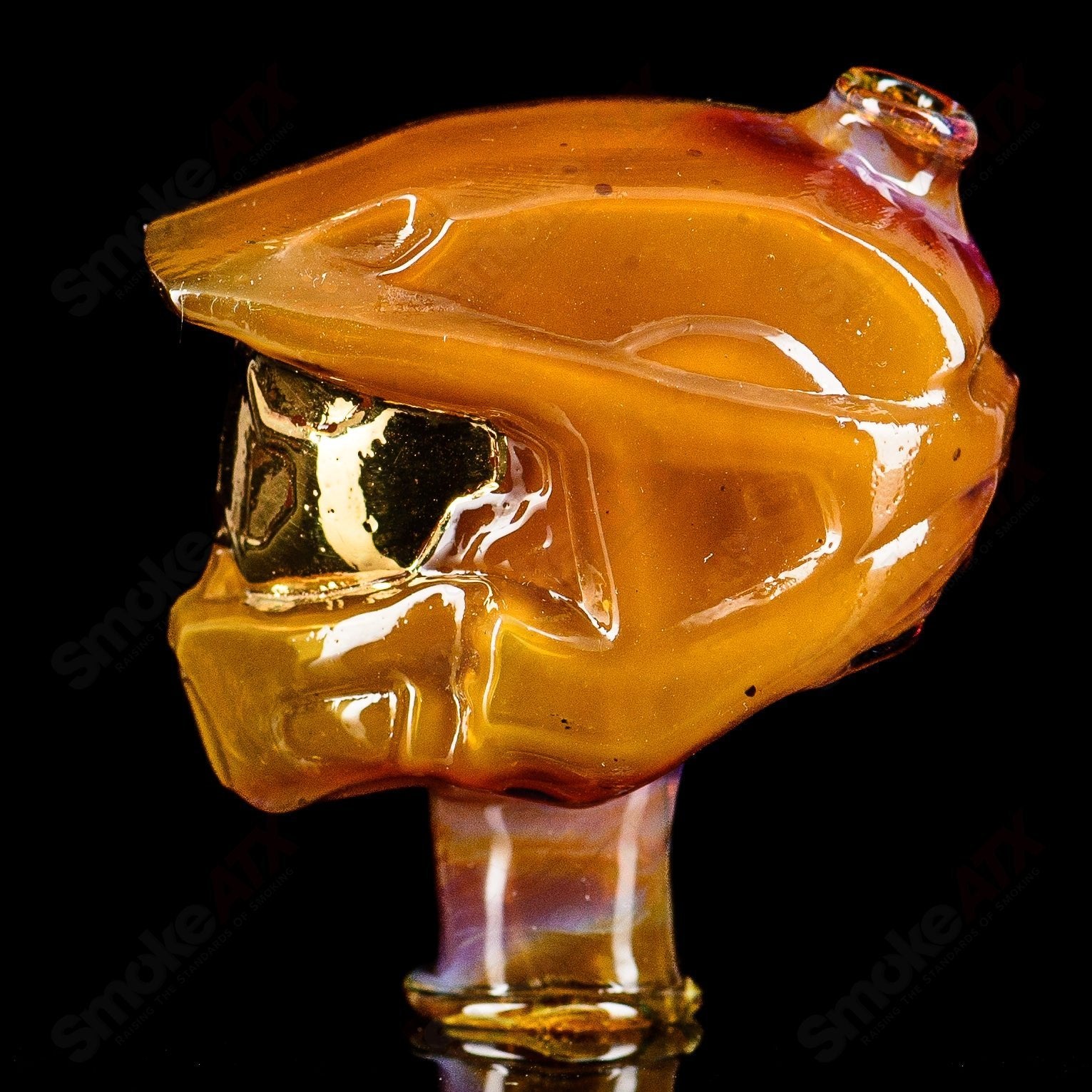 Glass Puffco Top Halo Pivot Mouthpiece by Tony Kazy, featuring a sleek design for enhanced vapor experience.