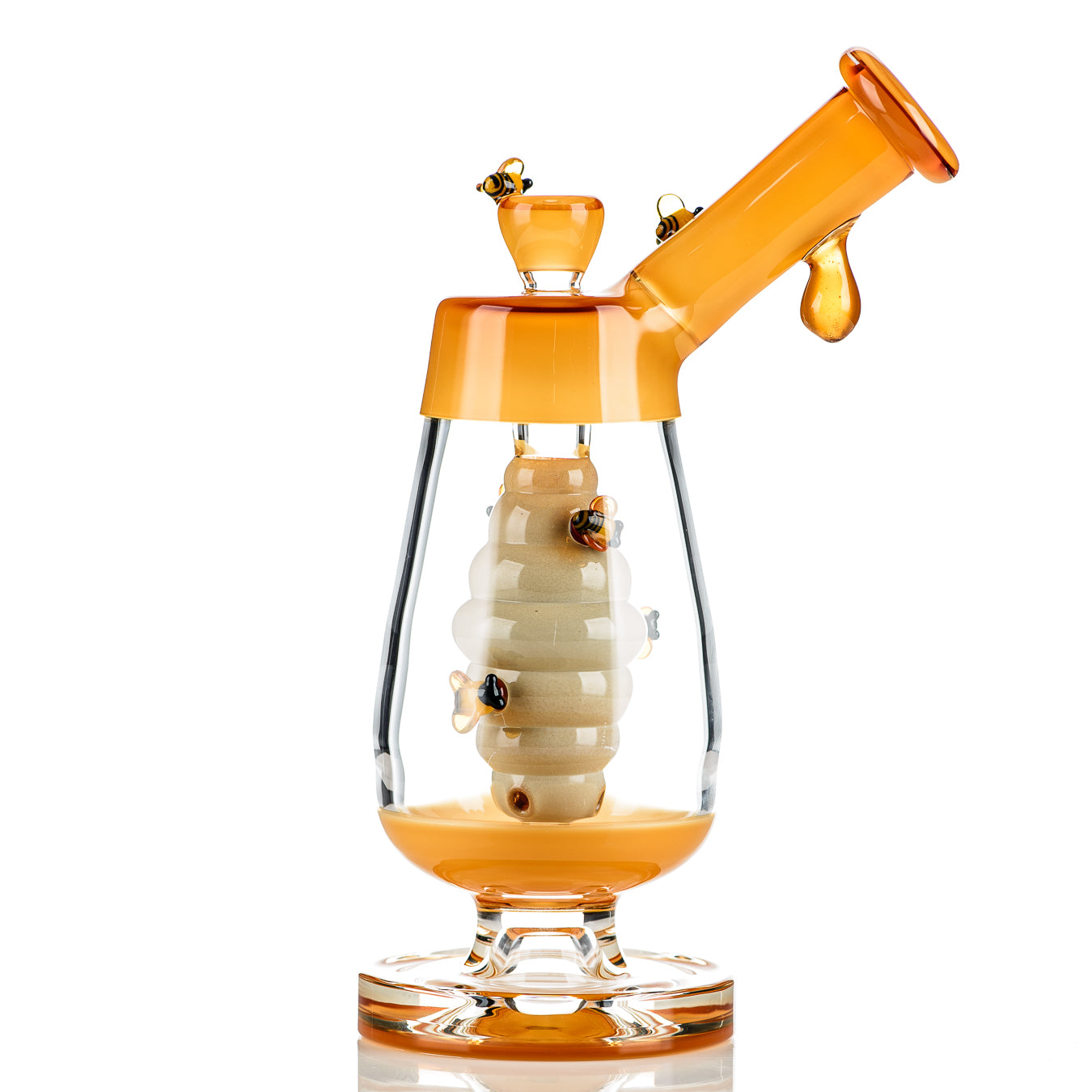 Honey Bubbler with Flower Bowl Joe P Glass - Smoke ATX