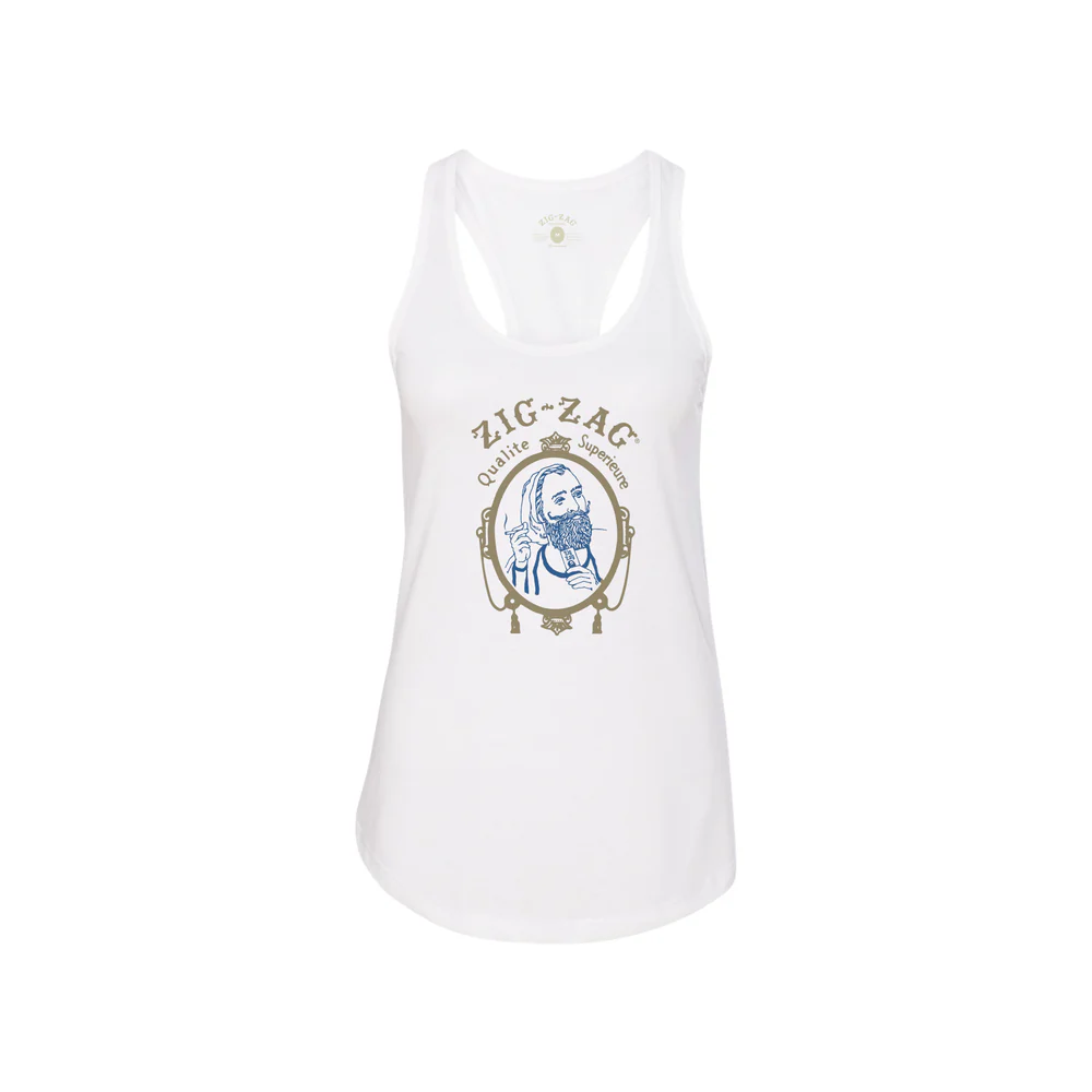 Classic women's Zig Zag emblem tank top featuring zigzag pattern, casual lifestyle clothing for women.