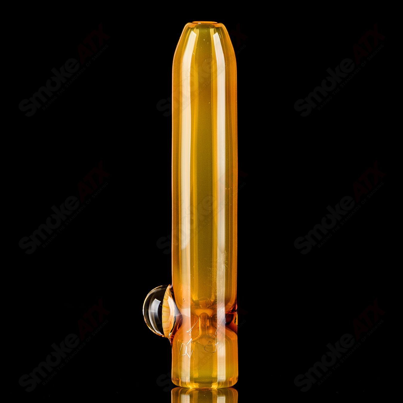 Joe P Glass honeycomb and bee chillum, heady glass one-hitter with intricate honeycomb and bee designs for smoking accessories.
