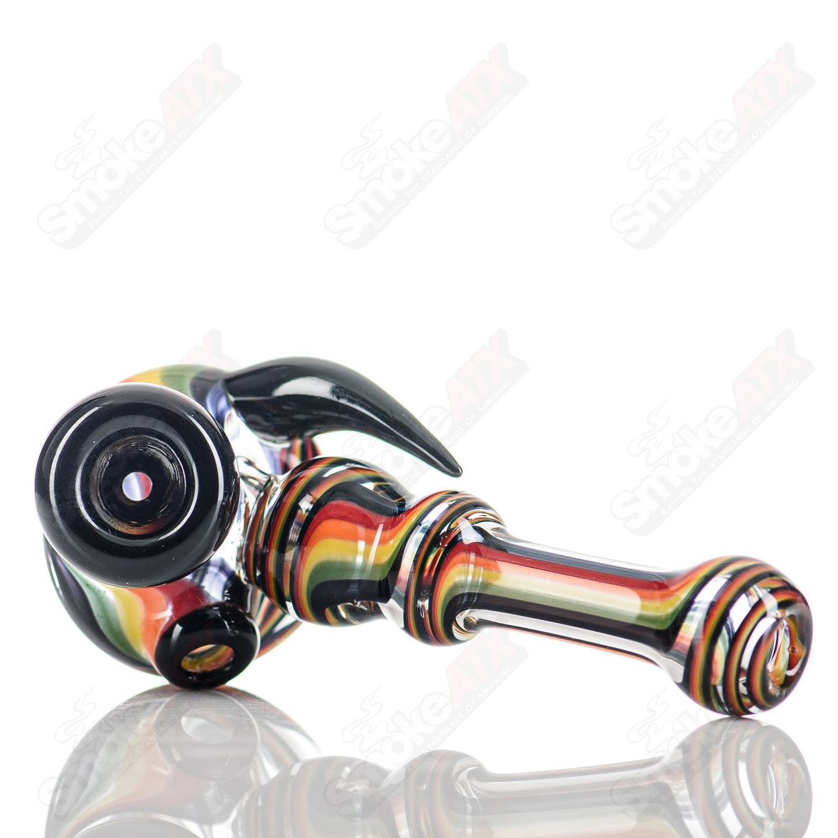 Chaz Pyle 3 Line Work mini glass pipe with intricate line design, handheld smoking pipe, artistic glass craftsmanship.