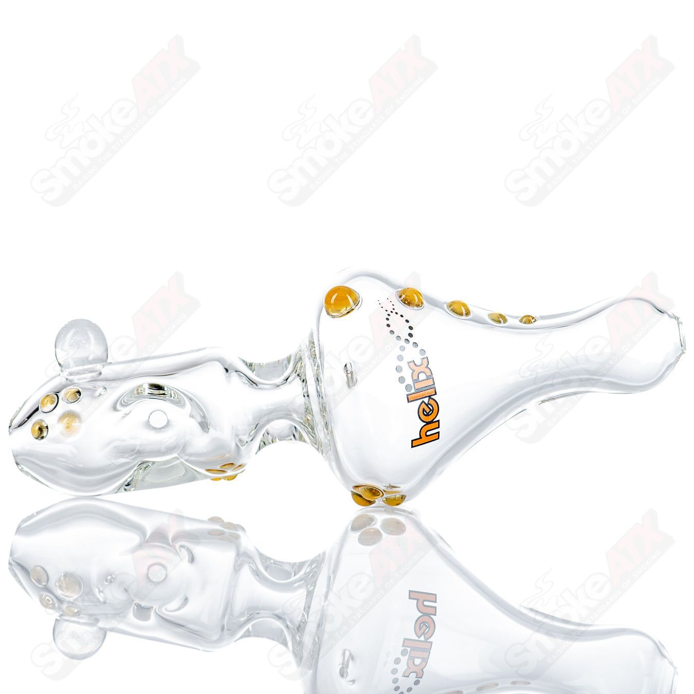 Orange Label Medium Classic Hybrid Steam Roller glass pipe by American Helix, featuring a sleek design and vibrant orange label.